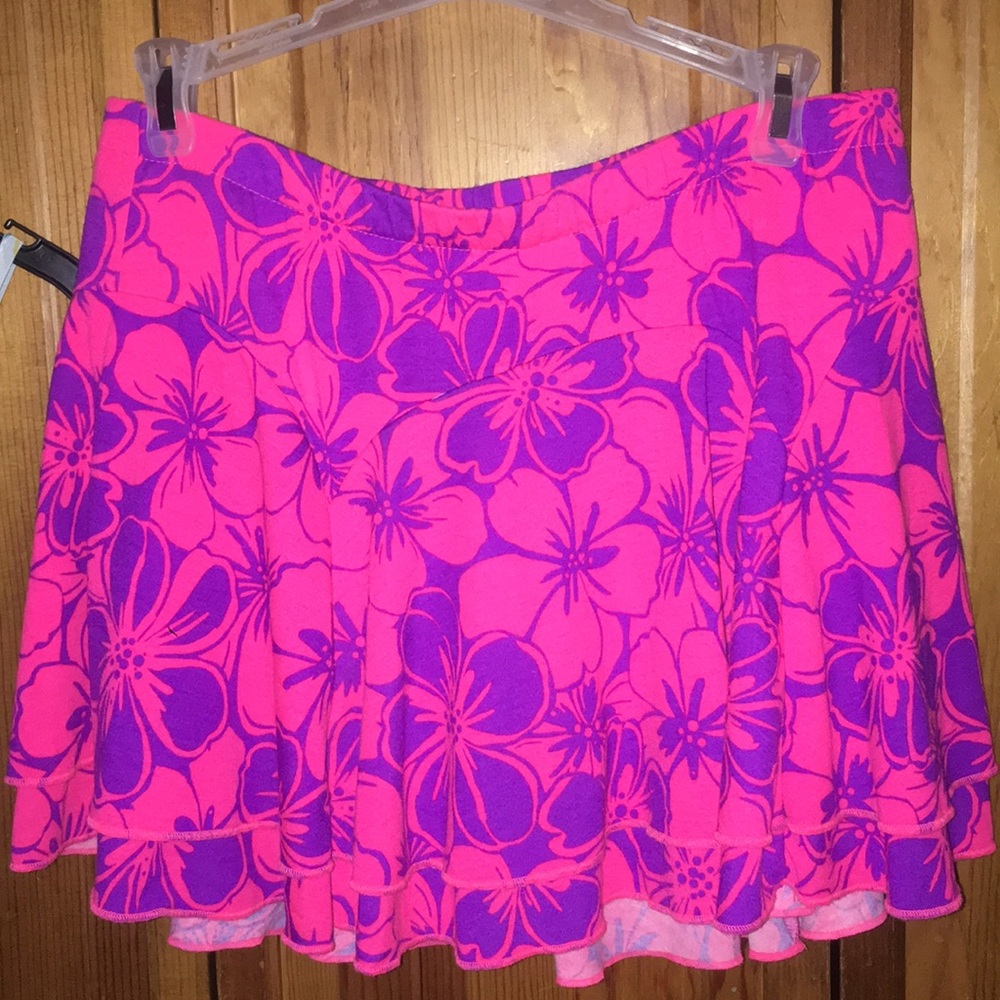 Justice pink floral skort